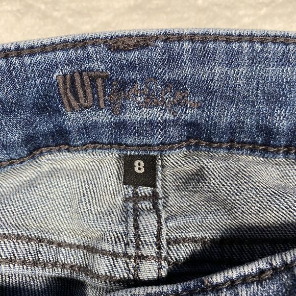 Kut From The Kloth Cropped Blue Denim Jeans Women's Sz 8 Distressed Stretch - Picture 3 of 9